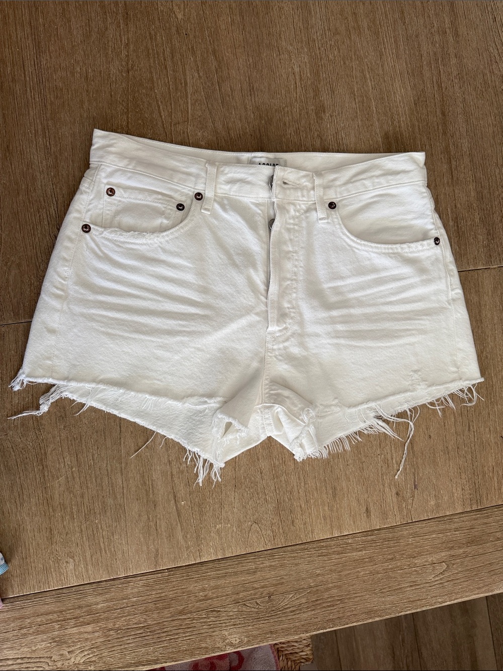 Agolde White Distressed Denim Cutoff Shorts